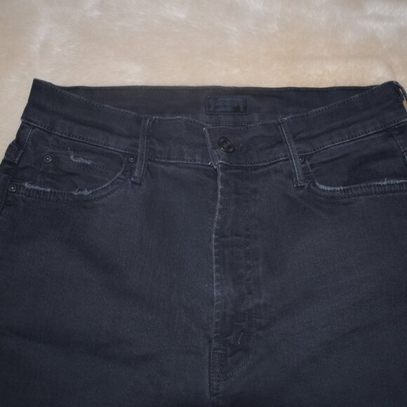 Mother Stunner Ankle Fray Jeans Black Size 29 Distressed Cropped Stretch - Picture 9 of 15